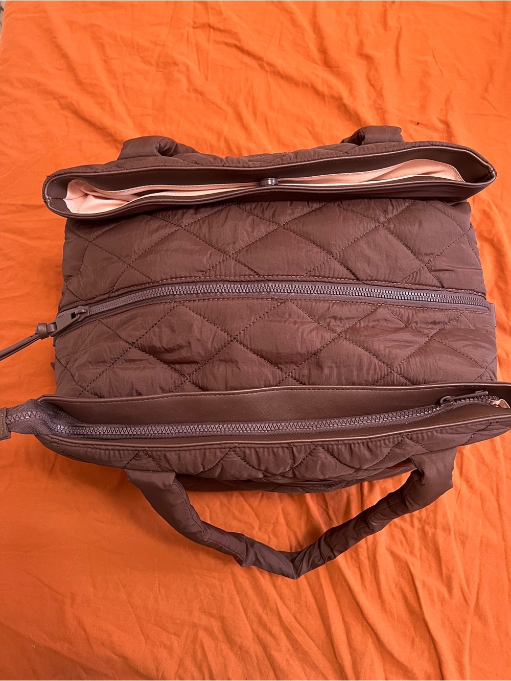 Poppy & Peonies Quilted Voyager Weekender Travel Bag Gym Carry-On in Espresso - Picture 4 of 15